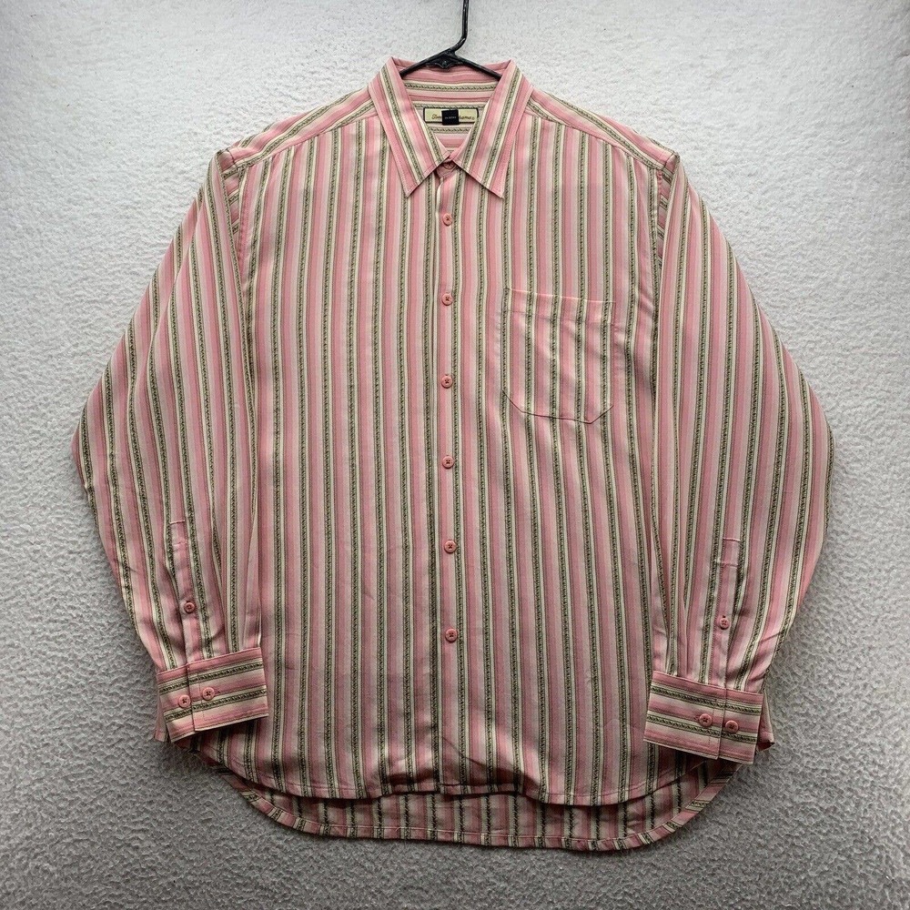 VTG Tommy Bahama Button Up Shirt Mens XL Retro 90s Tropical Lyocell Dad Preppy